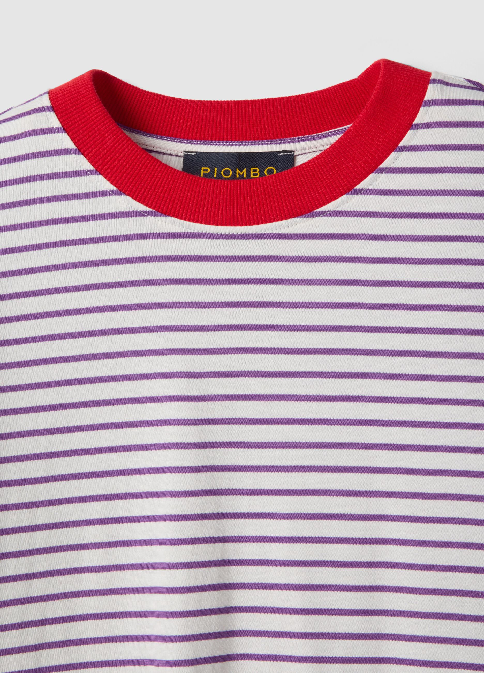 Gr&uuml;n-wei&szlig;e T-Shirt aus reiner Baumwolle, Regular Fit