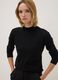 Schwarzer Pullover aus Viskosemix mit Stehkragen, Regular Fit_0
