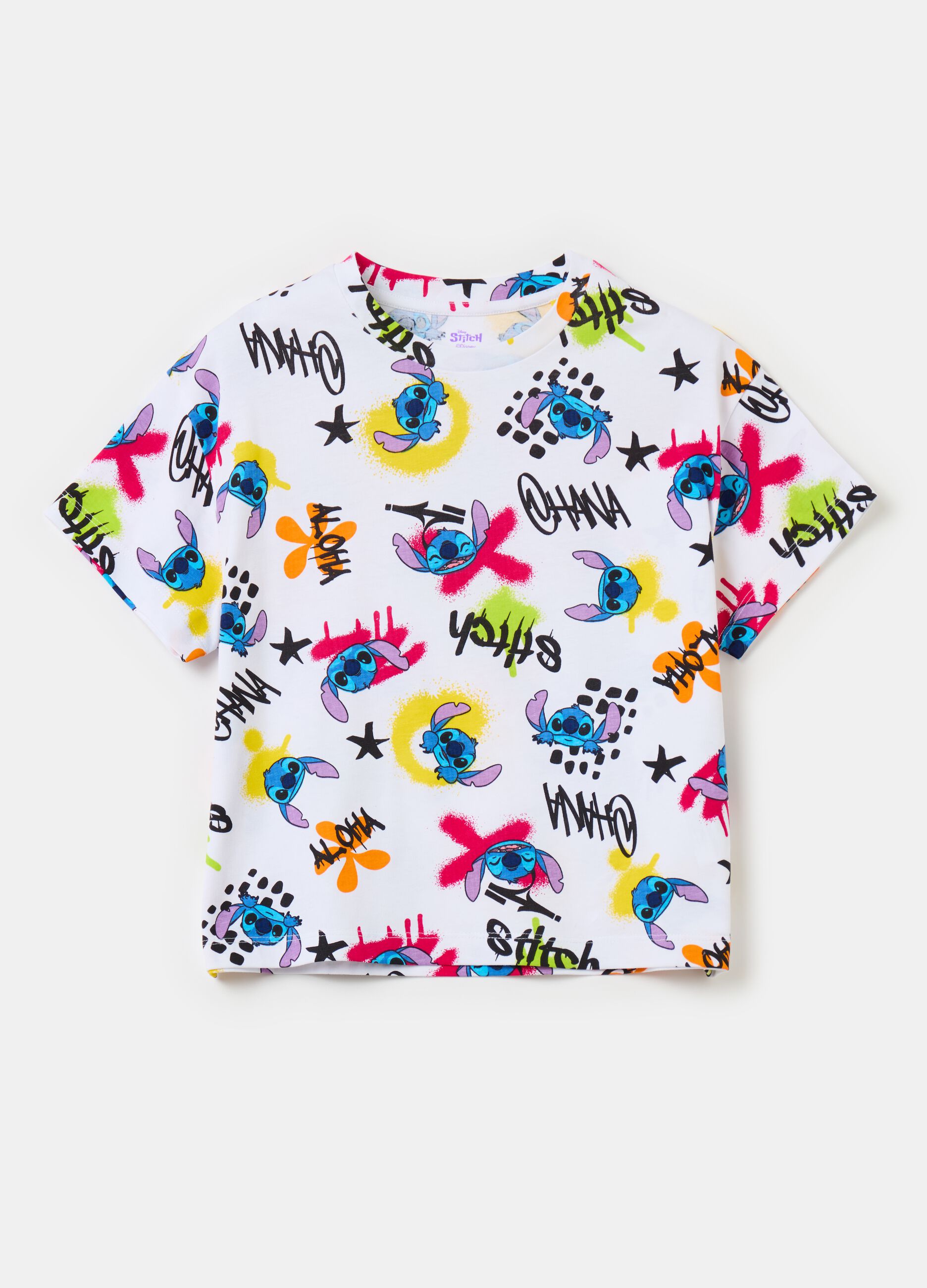 Cotton T-shirt with Stitch print
