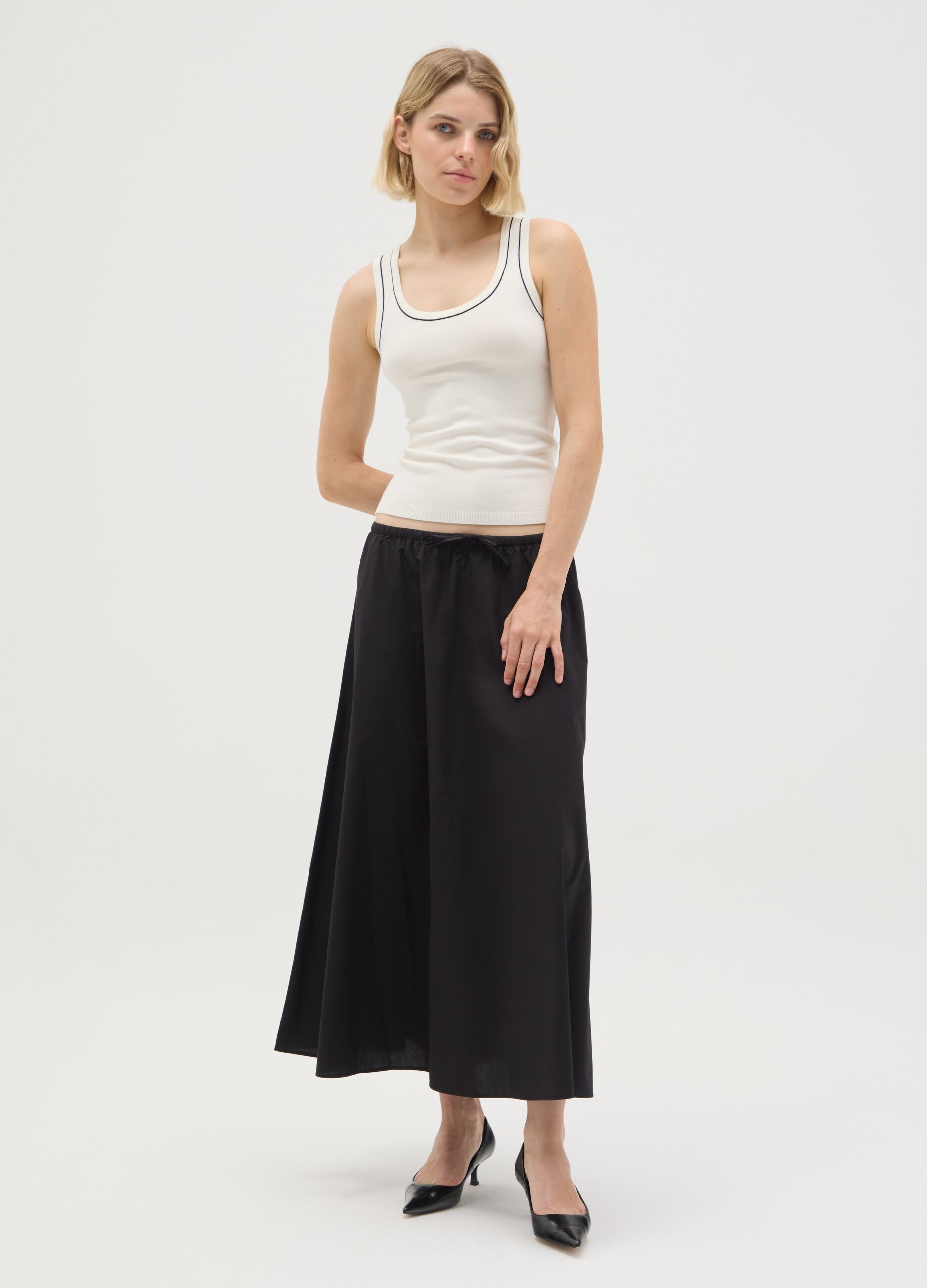 Women's white viscose blend top, regular fit