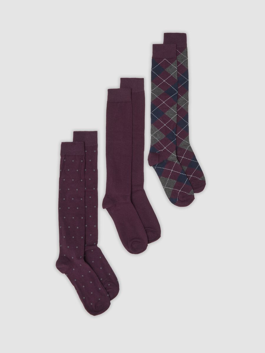 Tripack di calze lunghe in cotone organico elasticizzato multicolor_0
