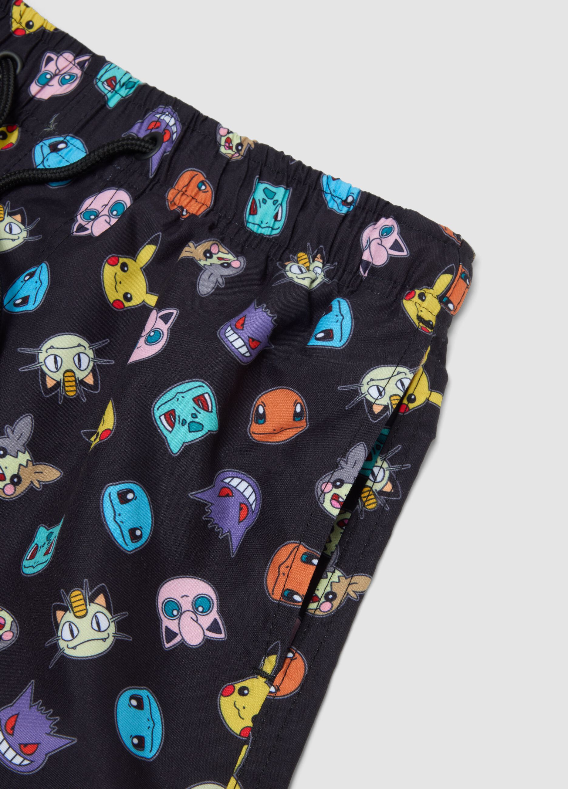 Children's black regular fit beach shorts with Pok&eacute;mon prints