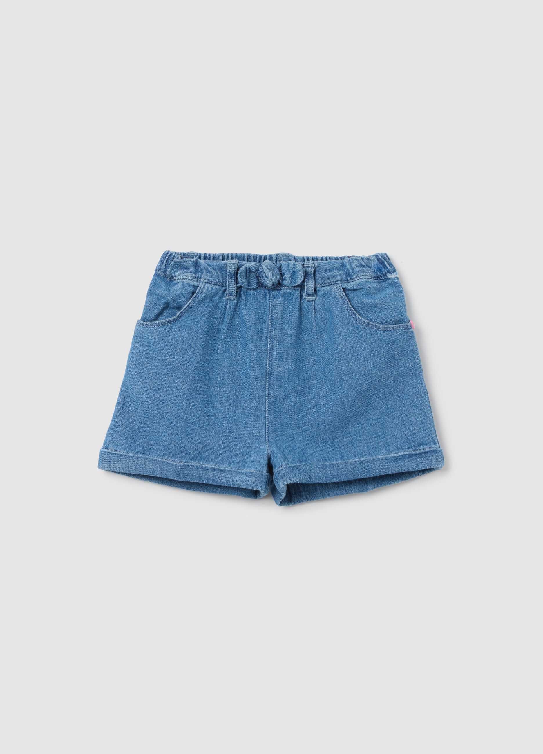 Baby girls&rsquo; shorts in 100% multicoloured cotton denim with regular fit