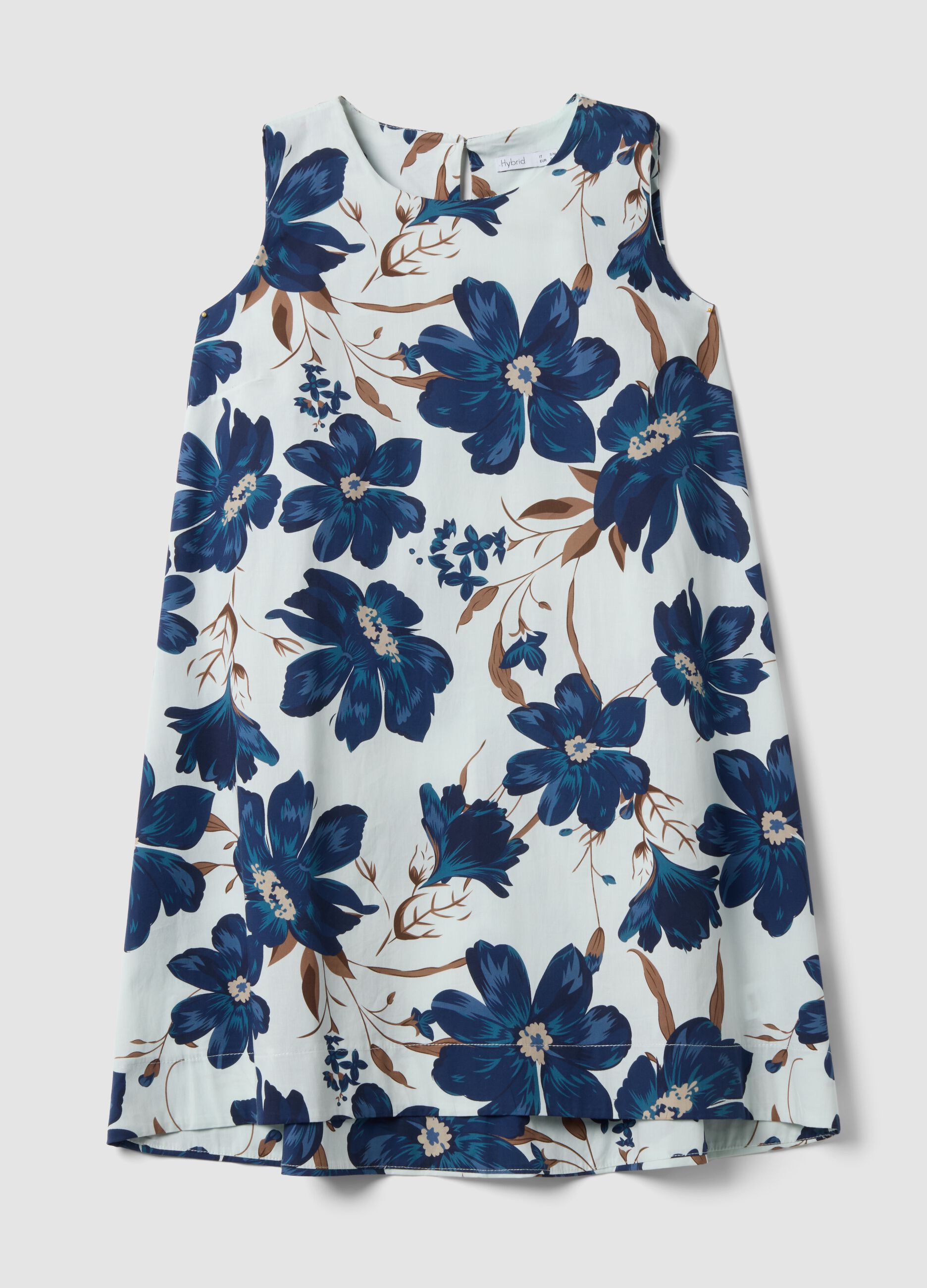 Wei&szlig;es Kleid aus Stretch-Baumwolle mit Blumenprint, Regular Fit