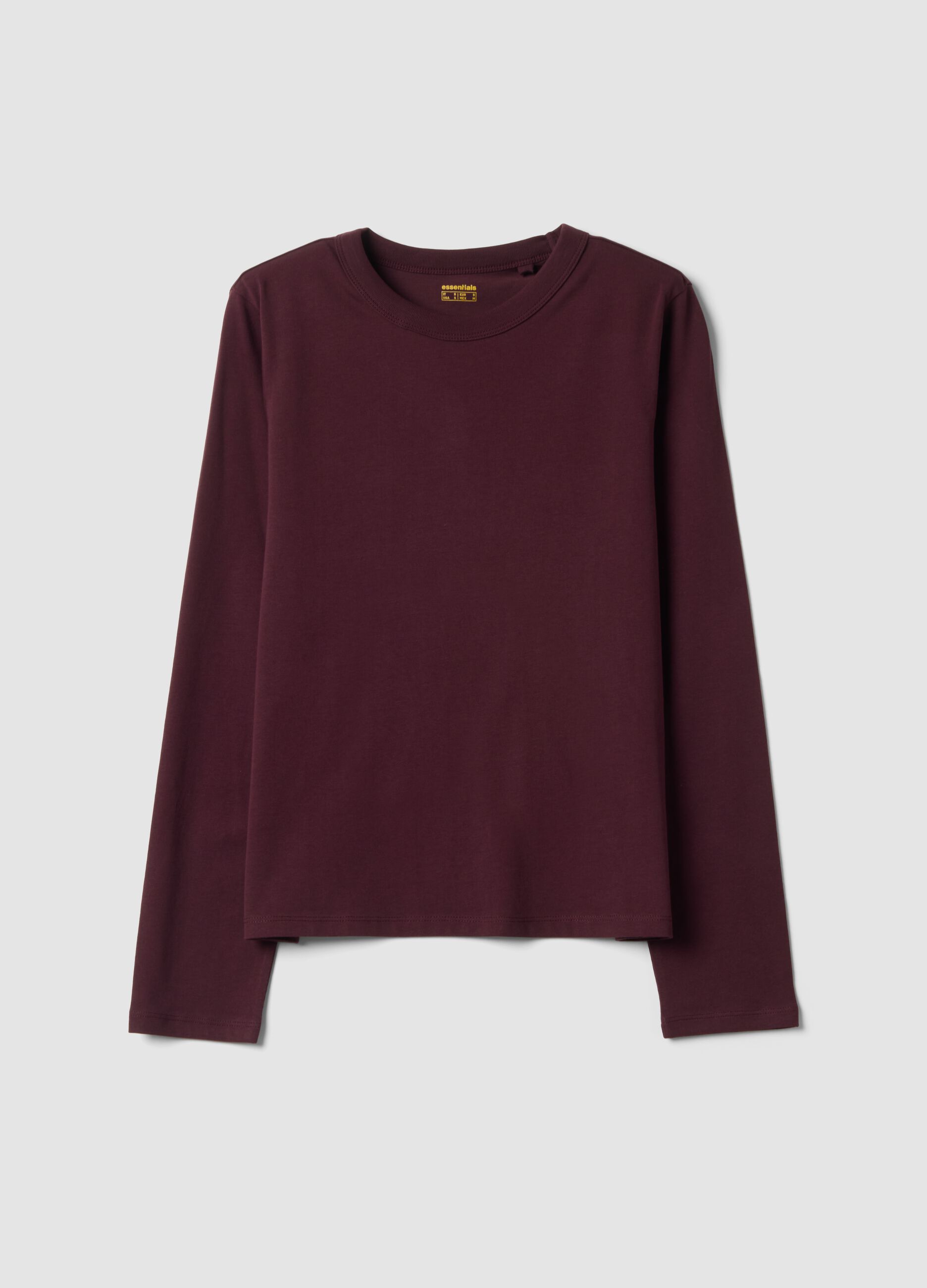 T-shirt viola in jersey di puro cotone a maniche lunghe regular fit
