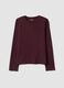 T-shirt viola in jersey di puro cotone a maniche lunghe regular fit_0