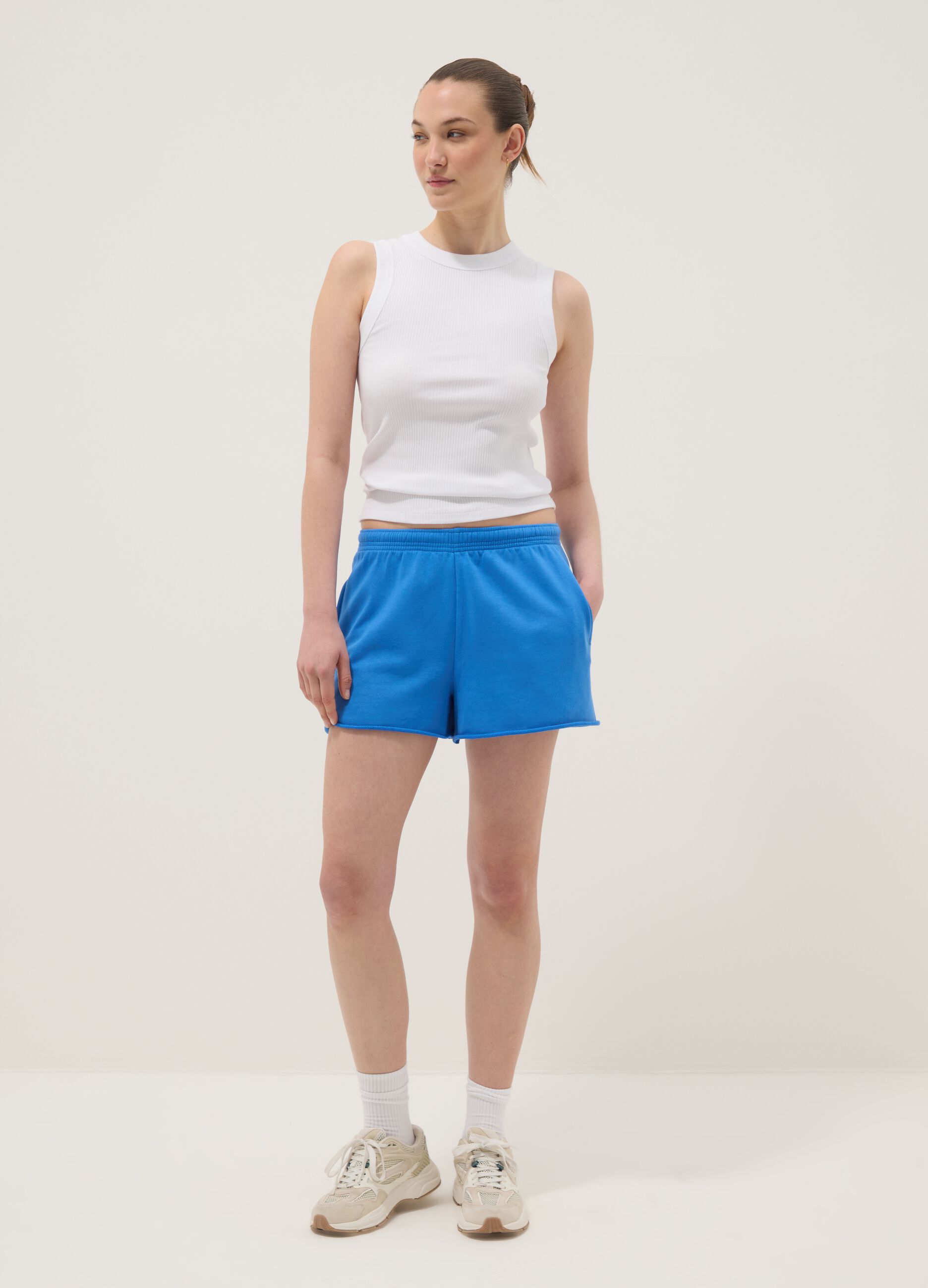 Blaue Shorts aus Baumwollmischung mit elastischem Bund