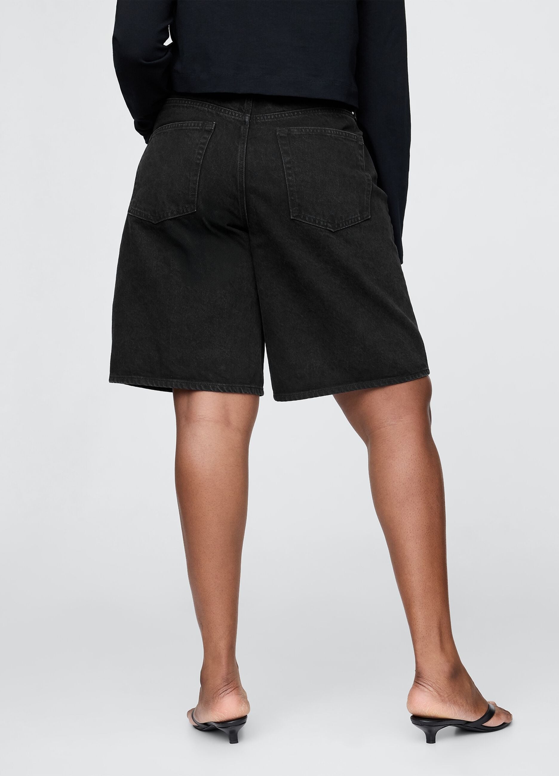Black denim shorts