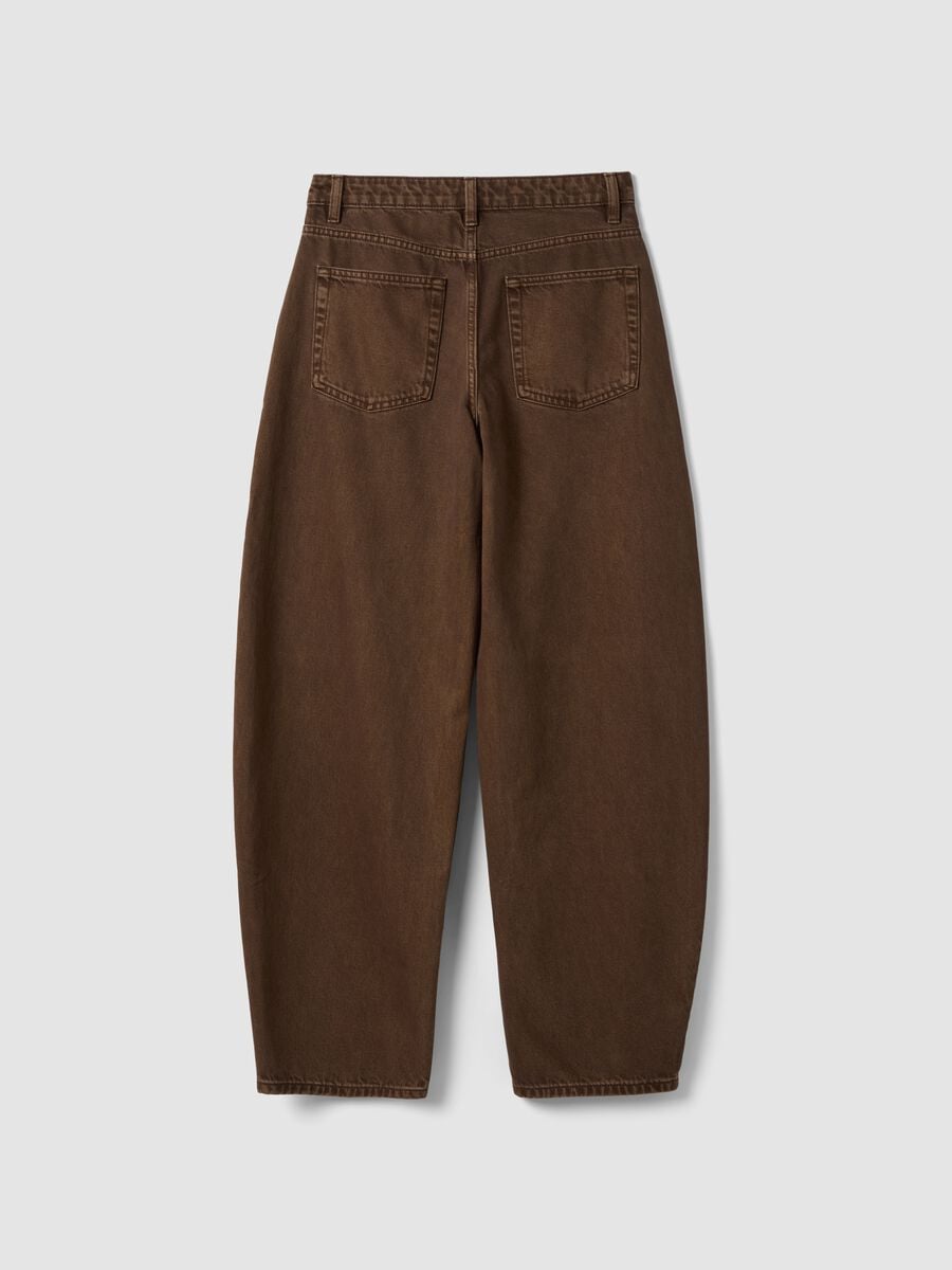 Jeans marroni in puro cotone barrel fit_6
