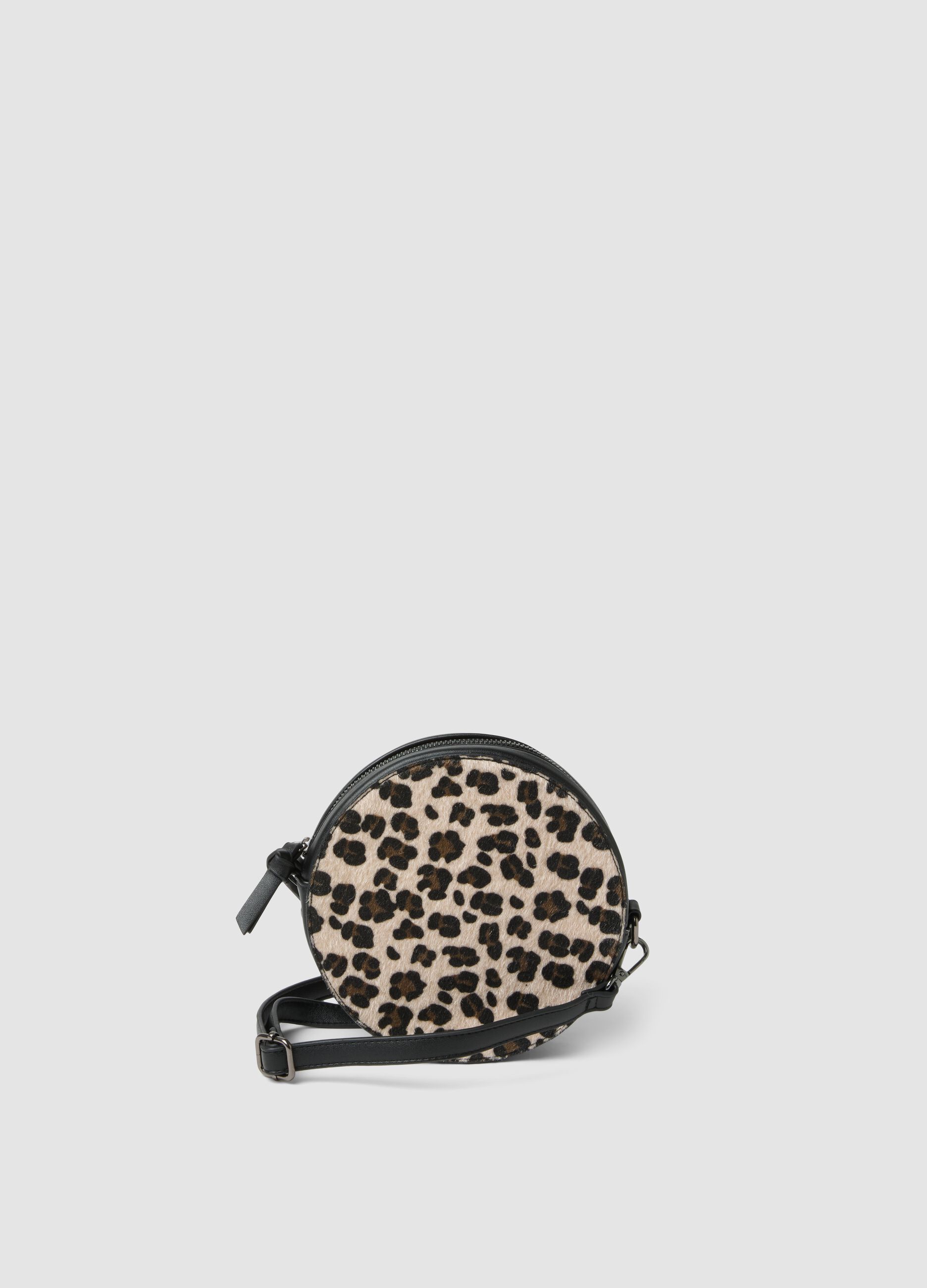 Beige round animal print bag