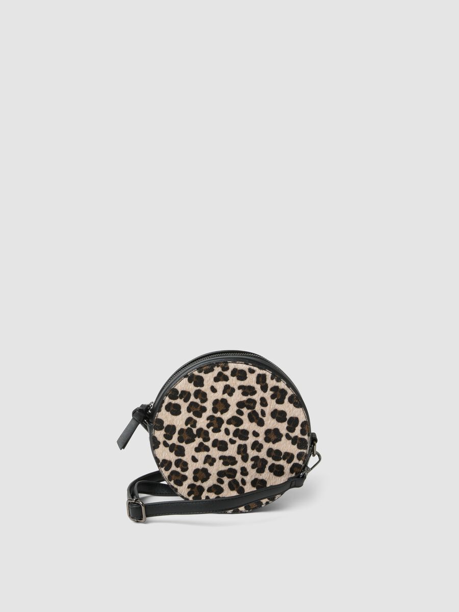 Beige round animal print bag_0