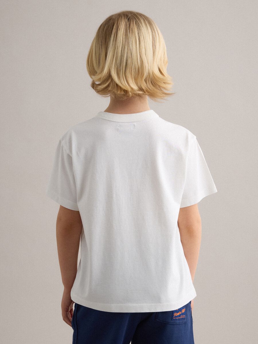 Pure cotton white children's T-shirt regular fit with print_1