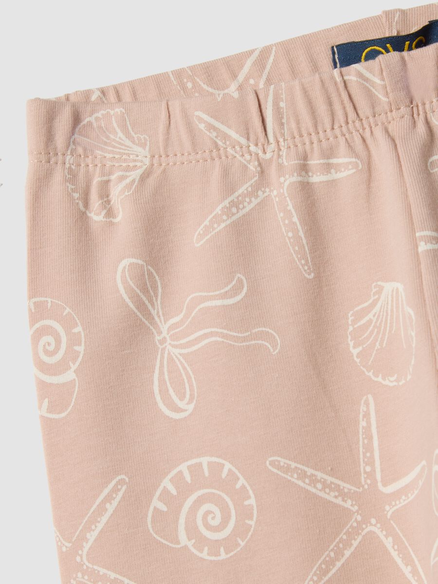 Girls&rsquo; pink skinny leggings in stretch cotton with prints_3