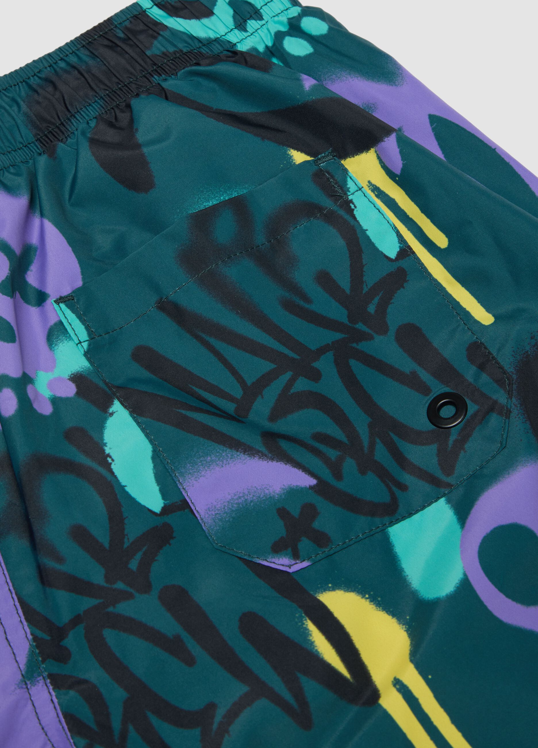 Blue patterned boys&rsquo; swim shorts