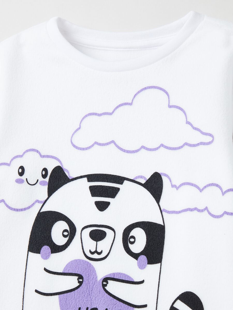Fleece pyjamas with raccoon and clouds print_2