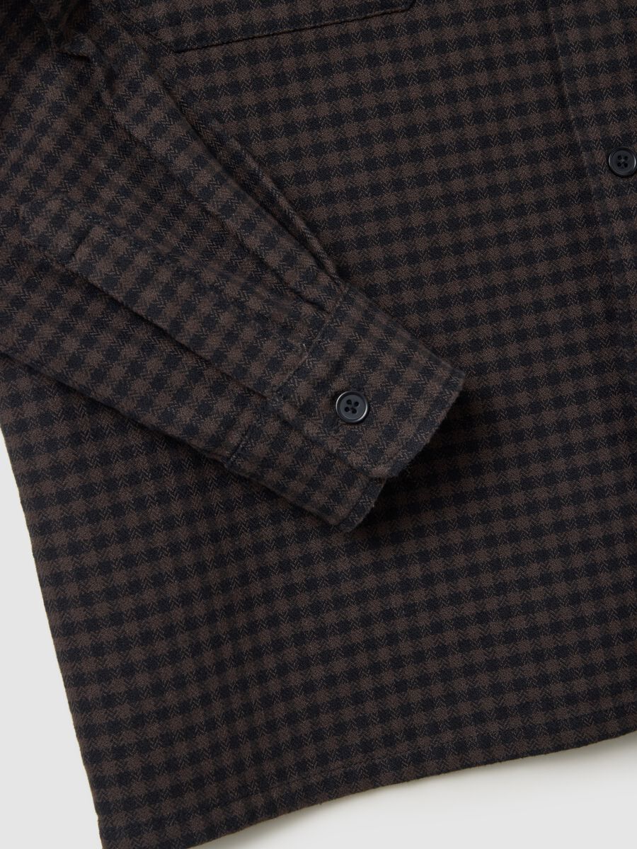 Brown plaid shirt in pure cotton and flannel with regular fit_5
