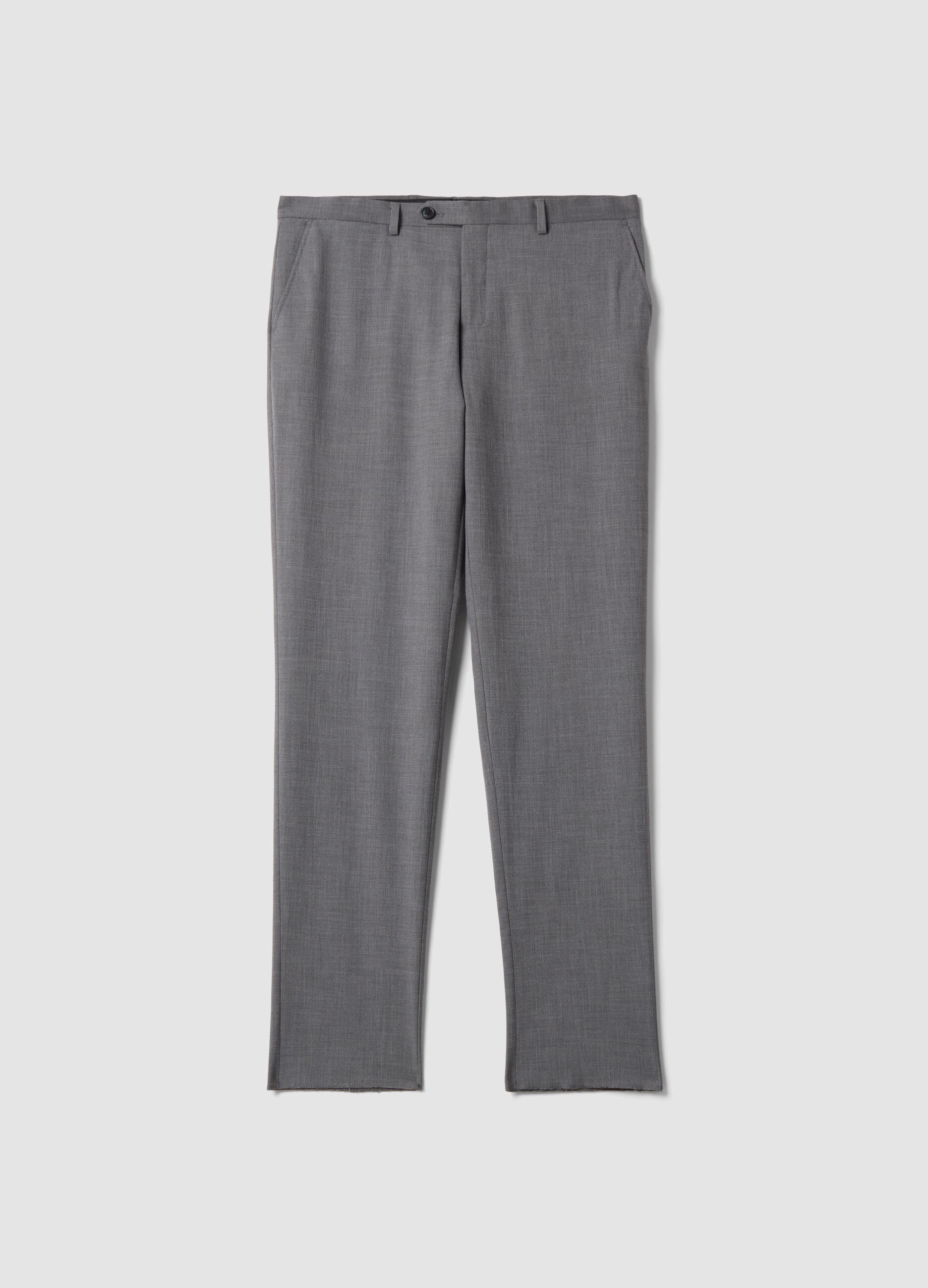 Pantaloni formali grigi in viscosa elasticizzata slim fit