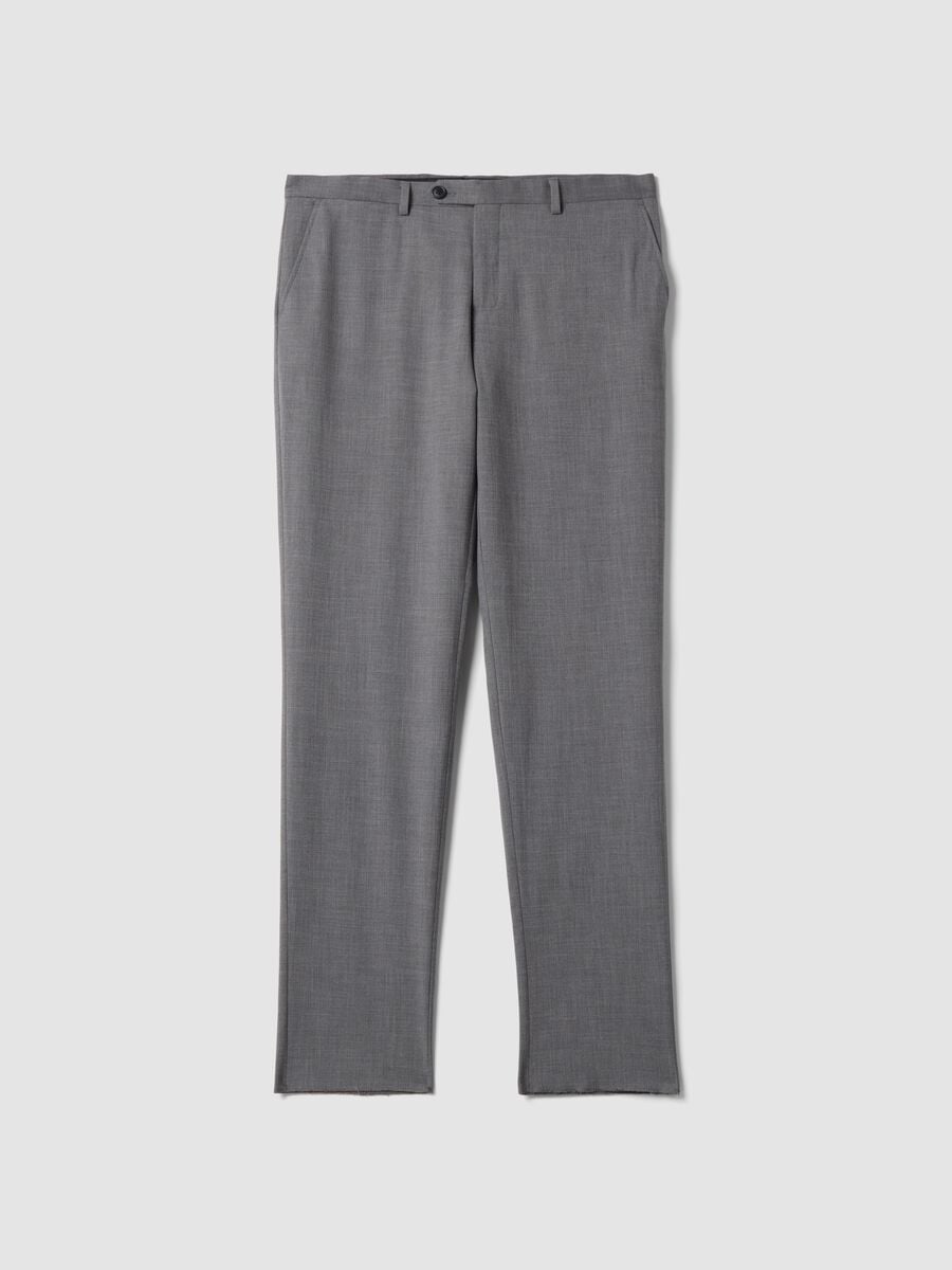 Pantaloni formali grigi in viscosa elasticizzata slim fit_4