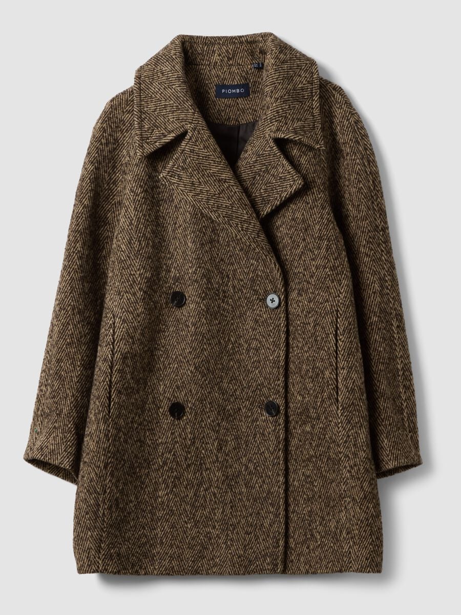 Cappotto marrone e beige in misto lana e viscosa_0