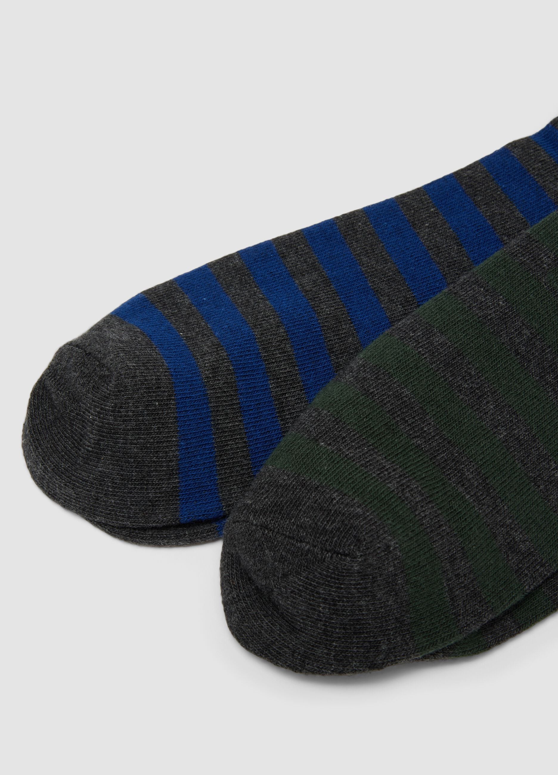 Three-pack of blue mid-calf socks in stretch organic cotton