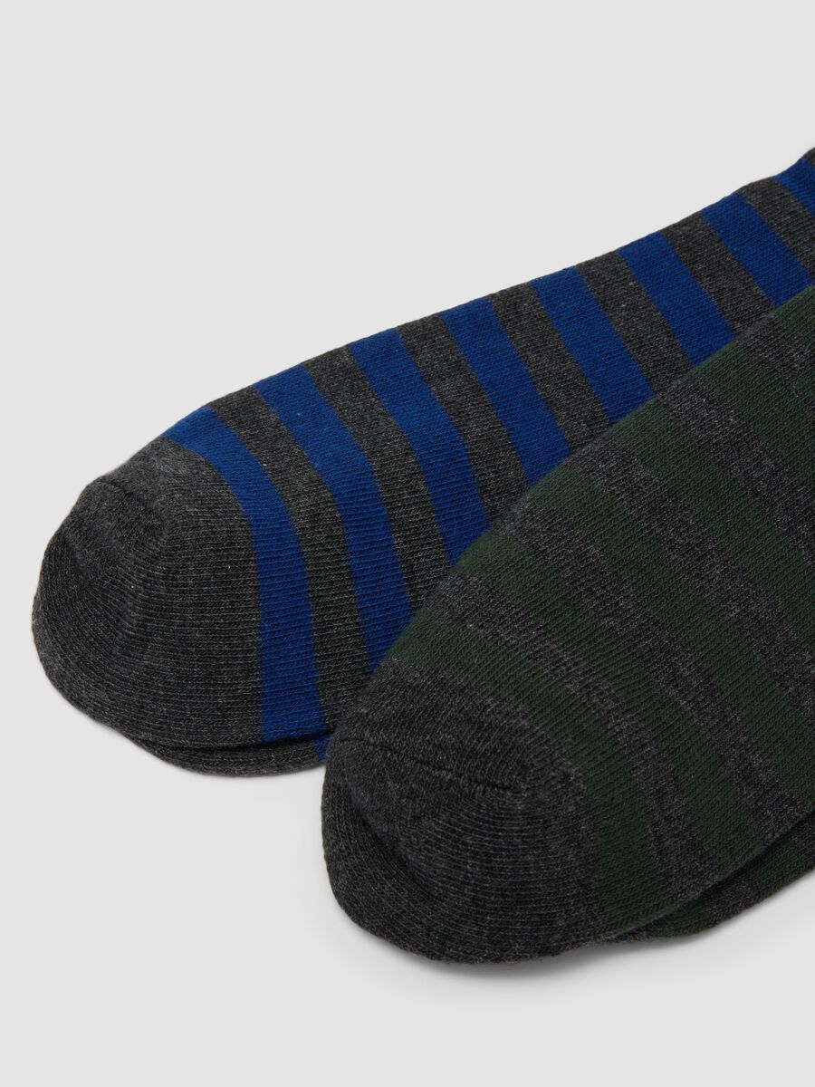 Three-pack of blue mid-calf socks in stretch organic cotton_2