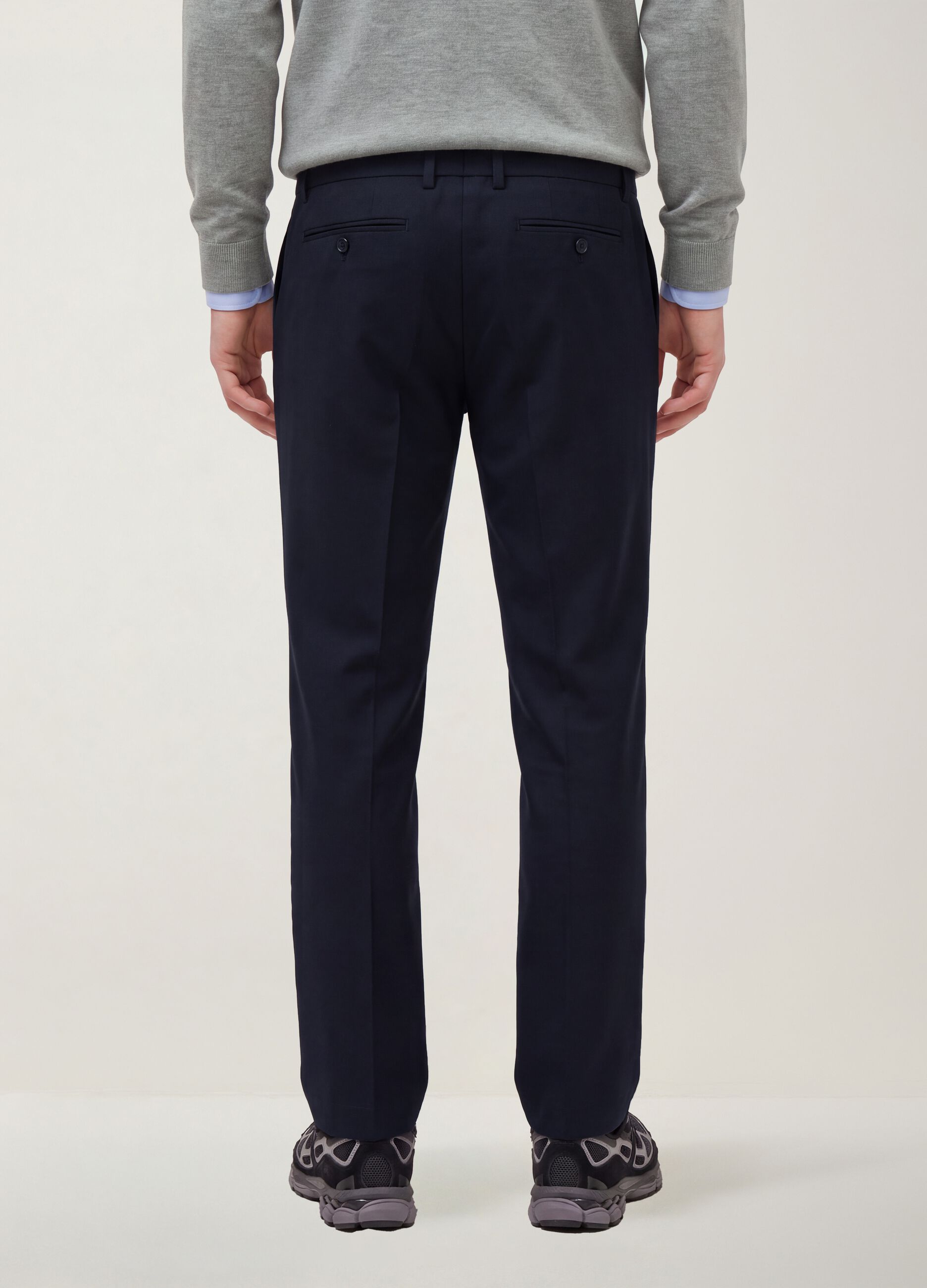 Pantalon chino bleu marine slim en serg&eacute; de viscose stretch