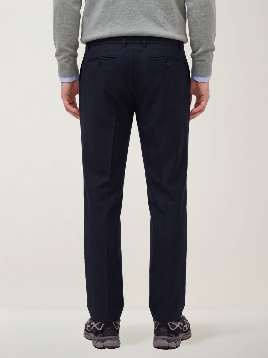 Navy slim-fit stretch viscose twill chino trousers_2