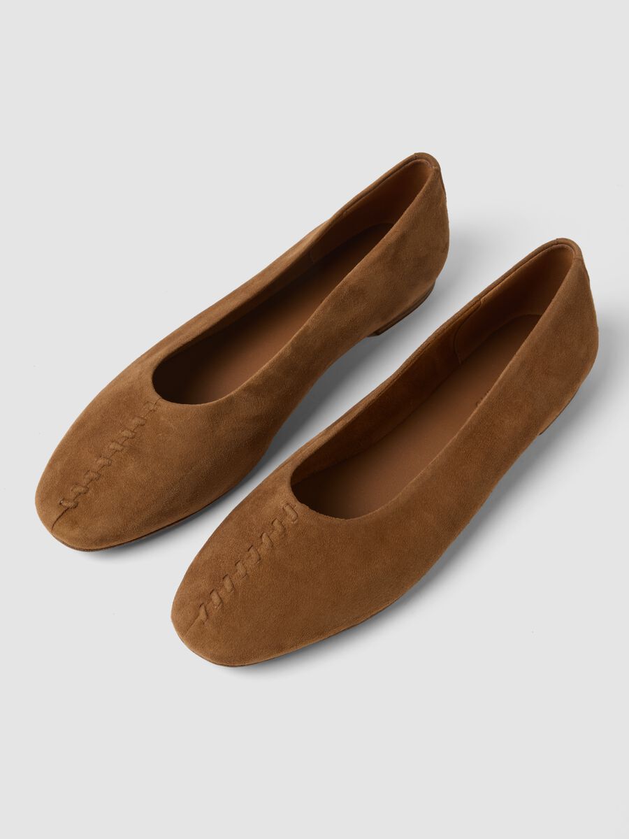 Brown genuine leather ballet flats without lining_1