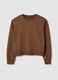 Brown cotton blend regular fit sweatshirt with crew neck_4