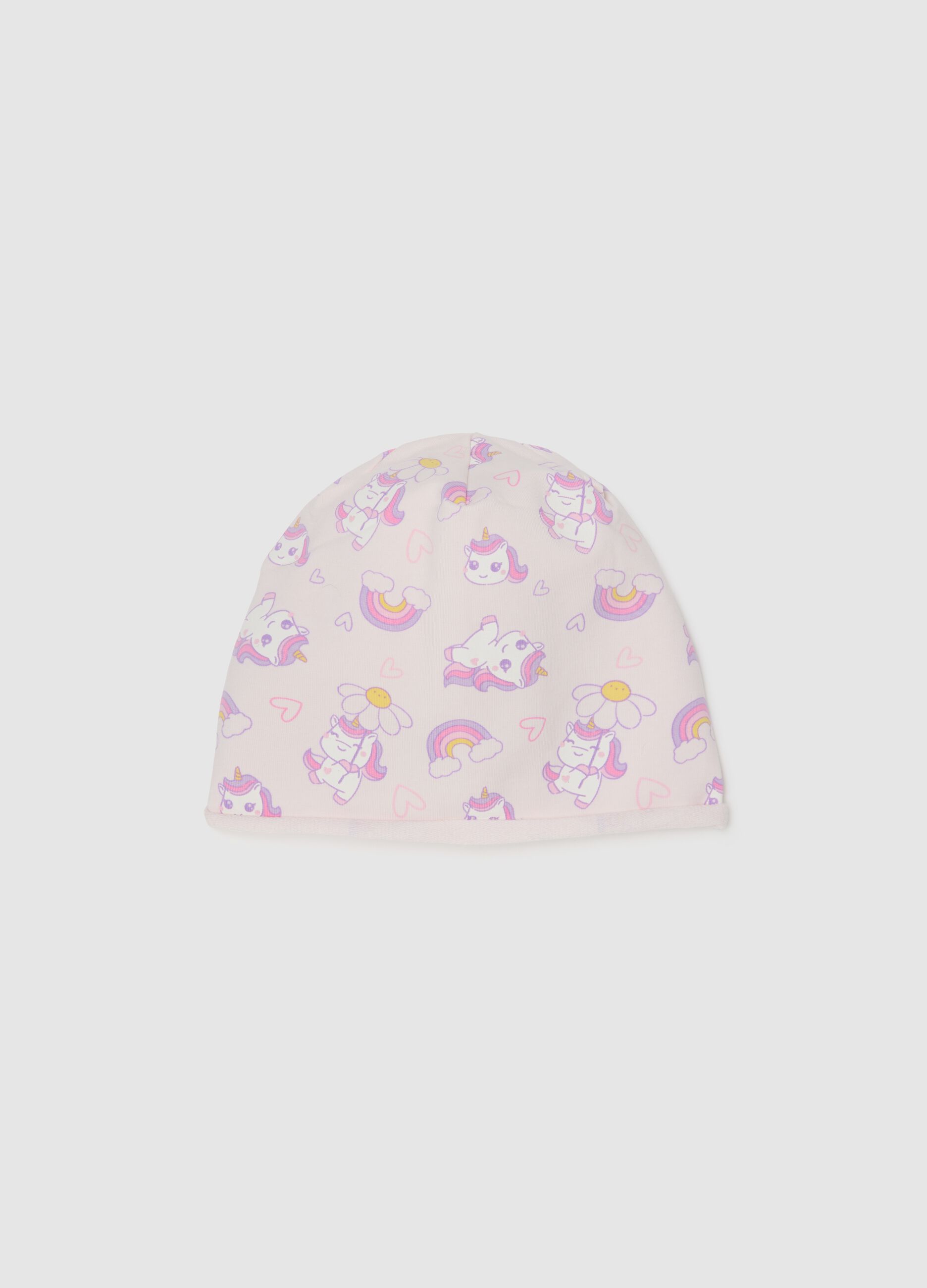 Bon&eacute; multicolorido de algod&atilde;o el&aacute;stico para menina com estampas