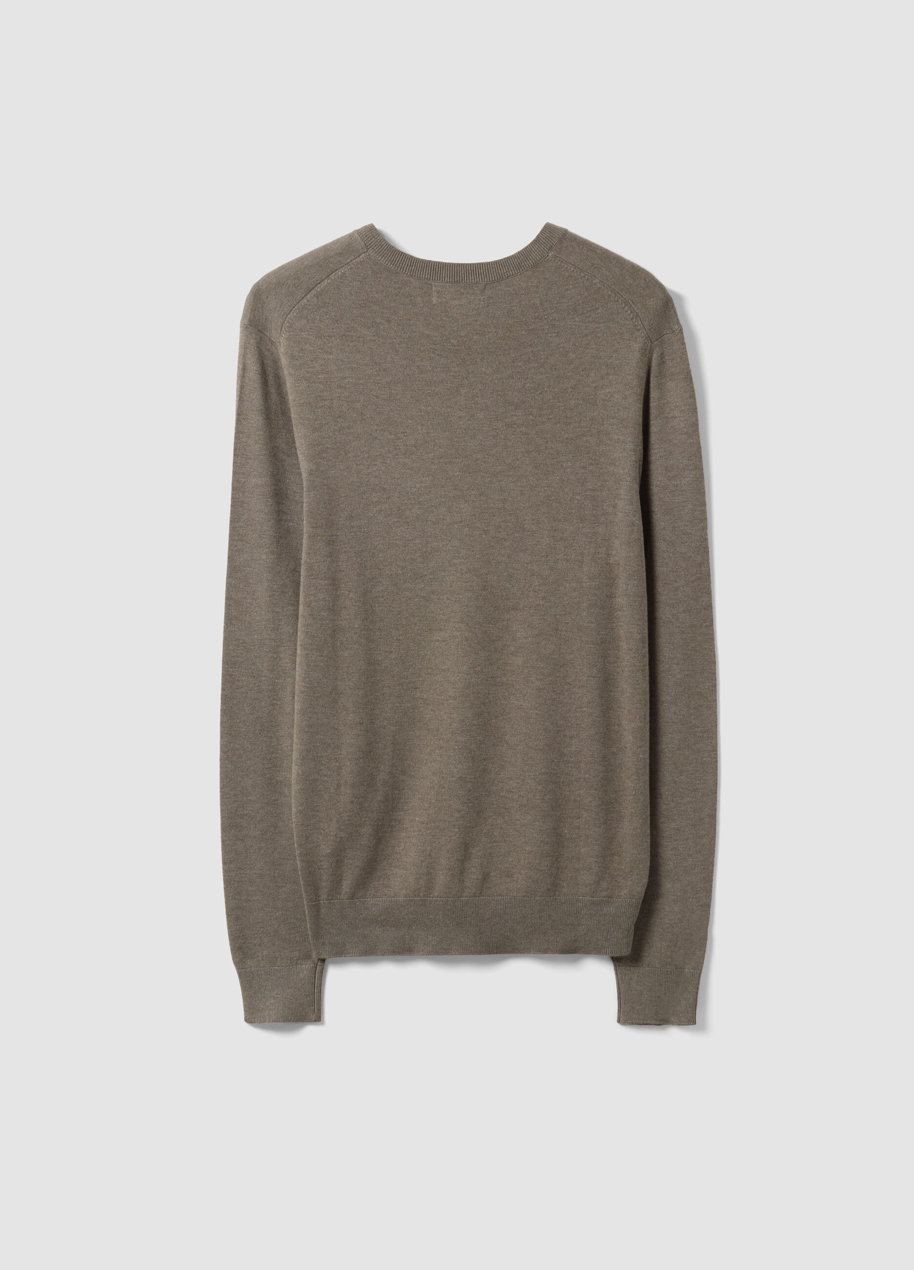 Grauer Pullover aus Viskosemix mit V-Ausschnitt, Regular Fit
