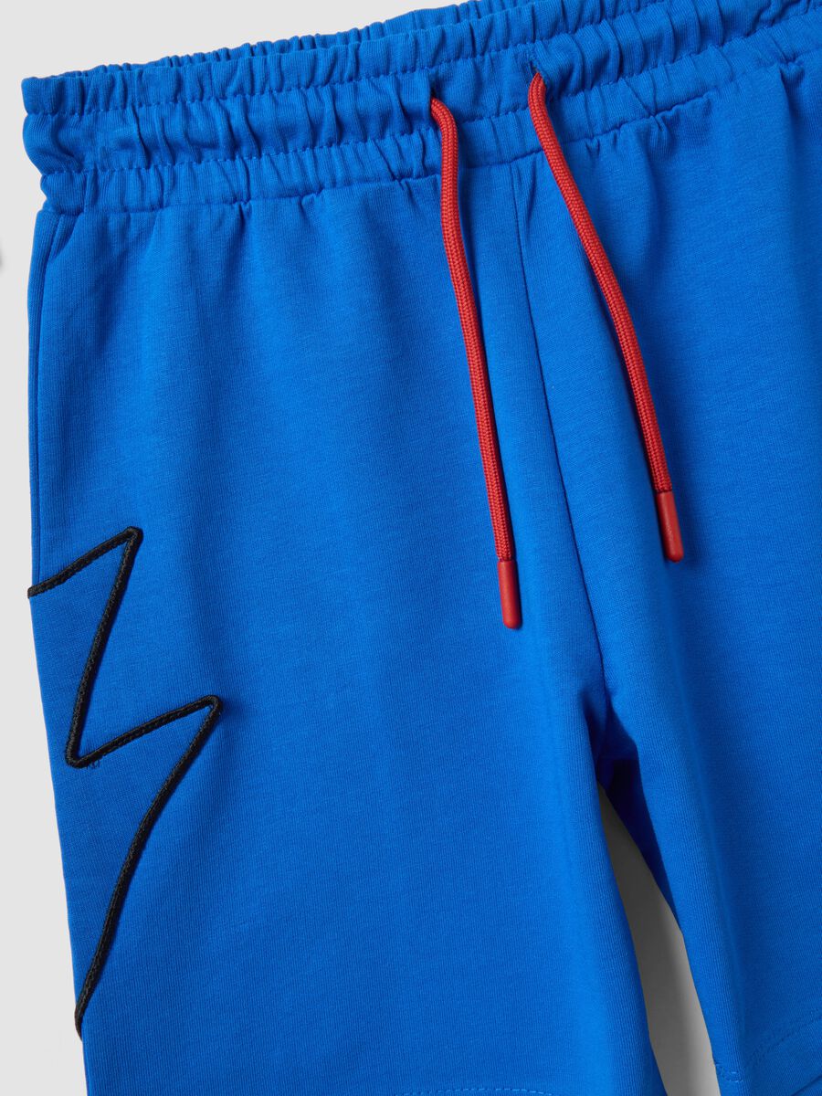 Blue and white pure cotton kids&rsquo; oversized-fit set with Sonic_3