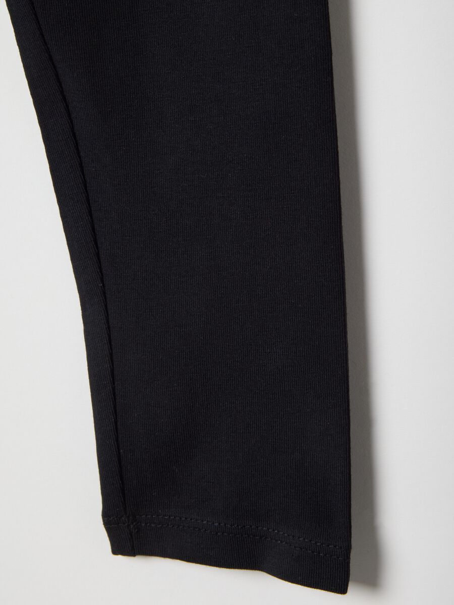 Girls' Slim Fit Black Stretch Cotton Leggings_3