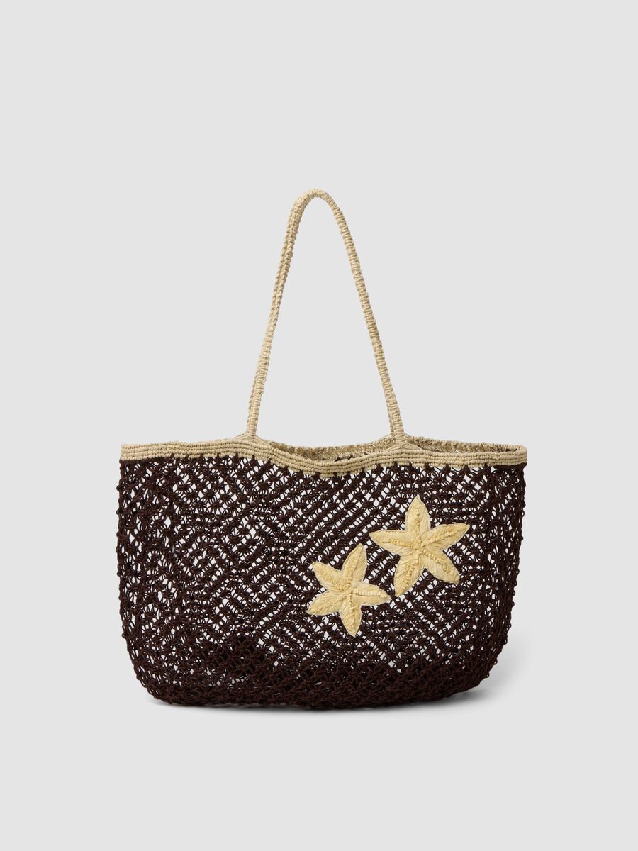 Multicolour open-weave jute-blend beach bag_0