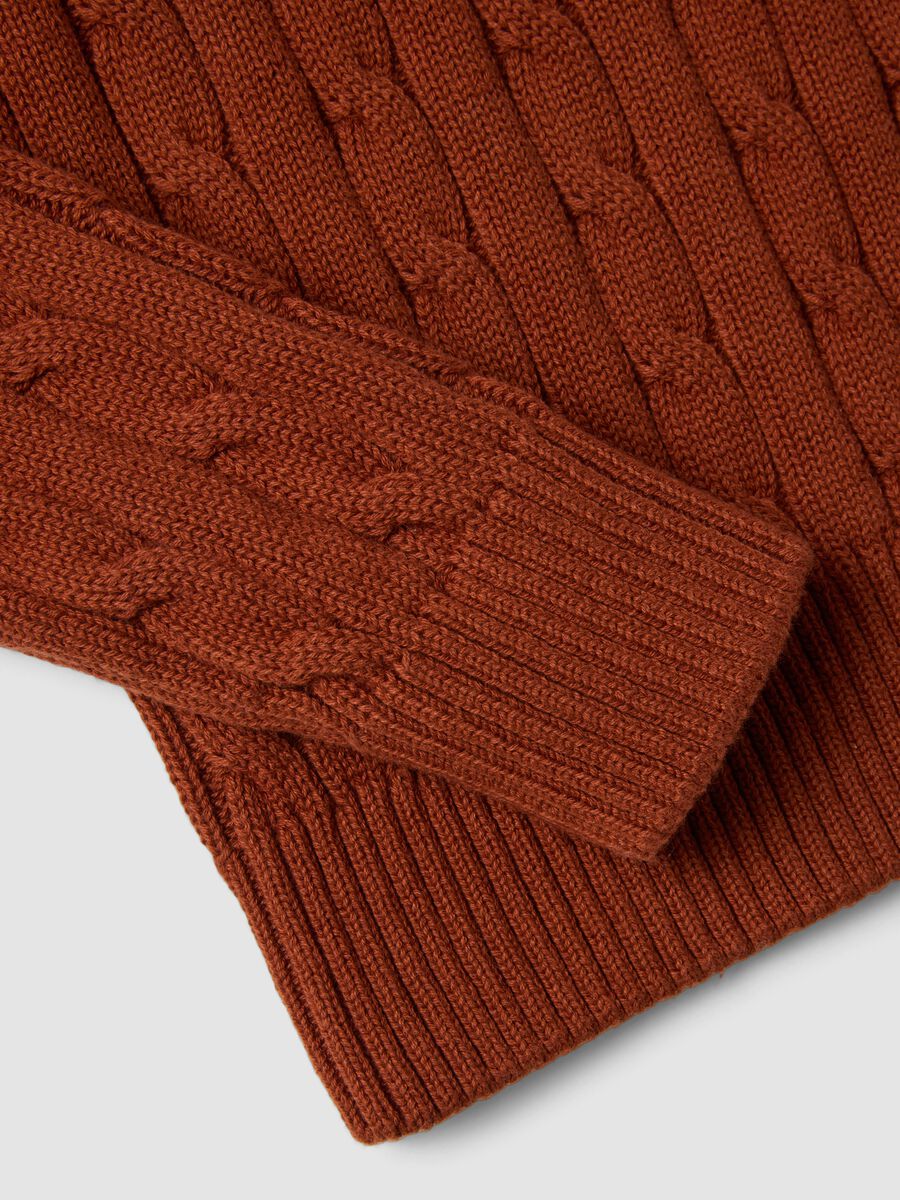 Red pure cotton cable-knit crew-neck jumper_1