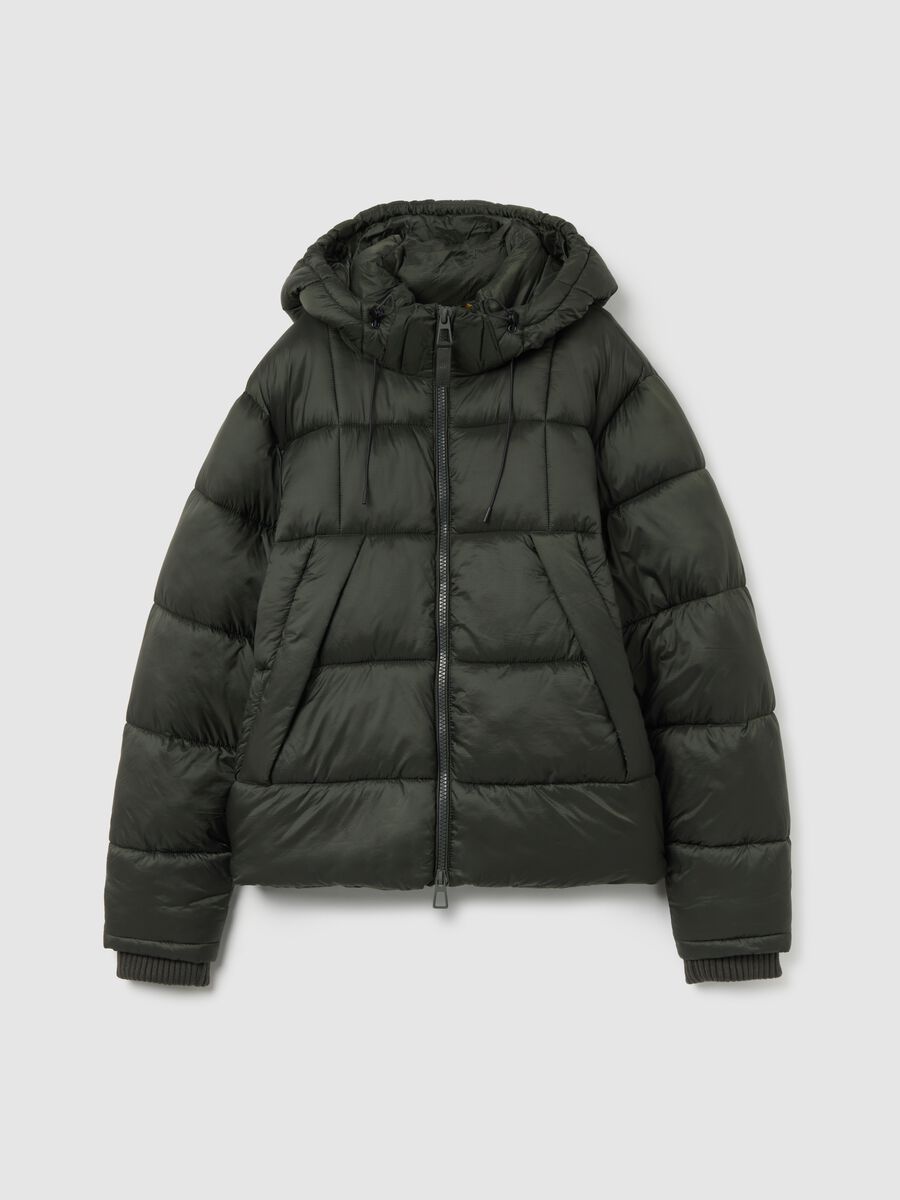 Dark Green Iconic Puffer Jacket with Removable Hood_5