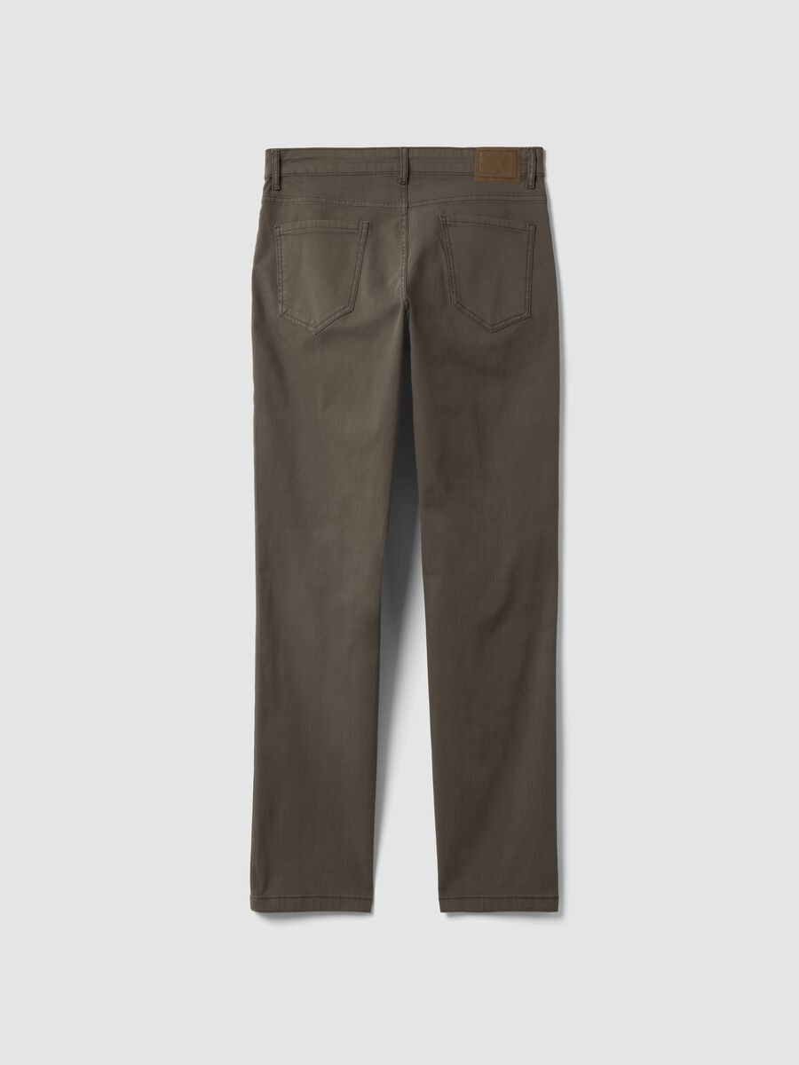 Grey regular-fit stretch cotton twill trousers_6