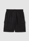 Bermuda neri in misto cotone con tasche cargo relaxed fit_4