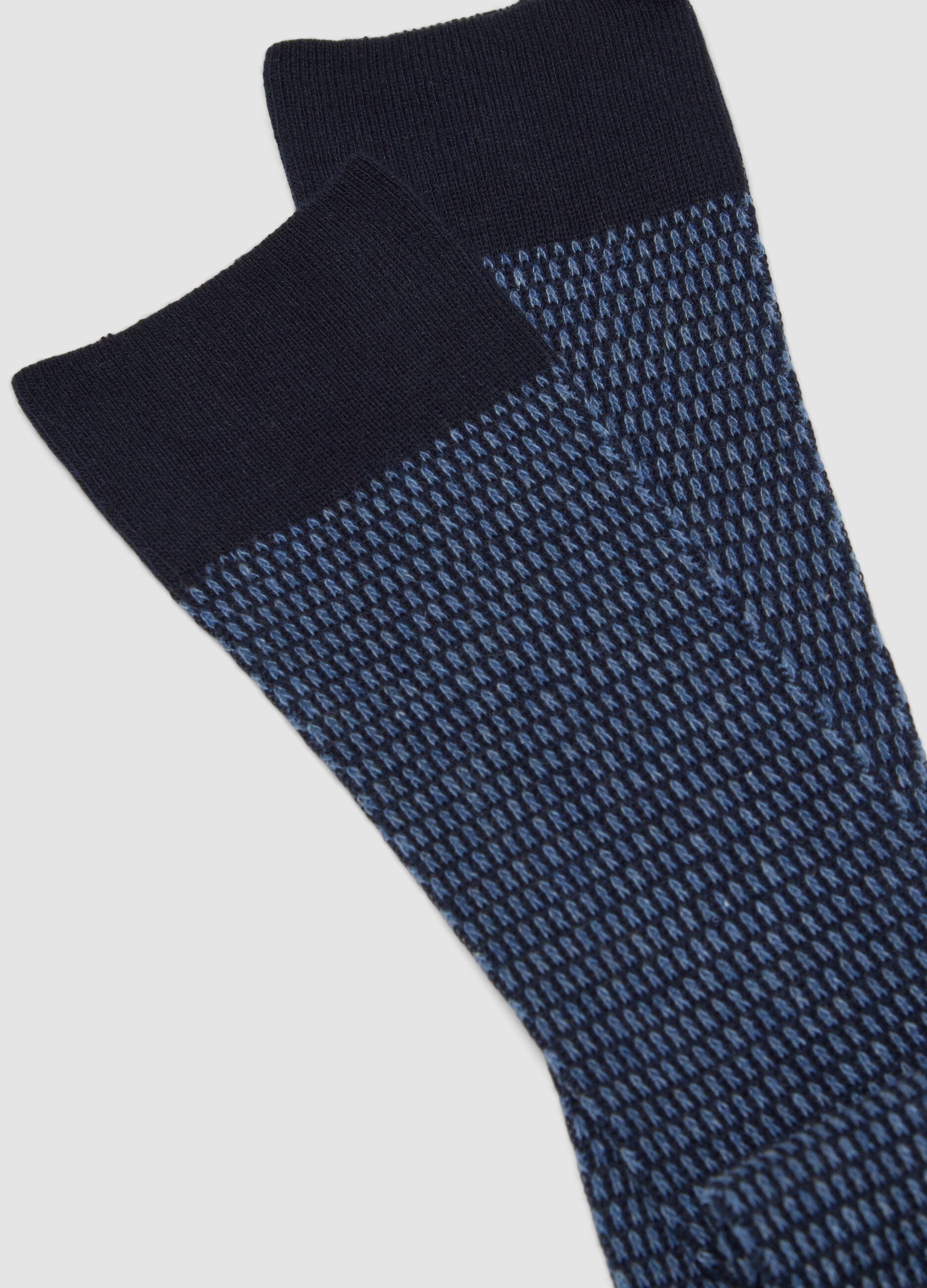 Blue long socks in stretch cotton