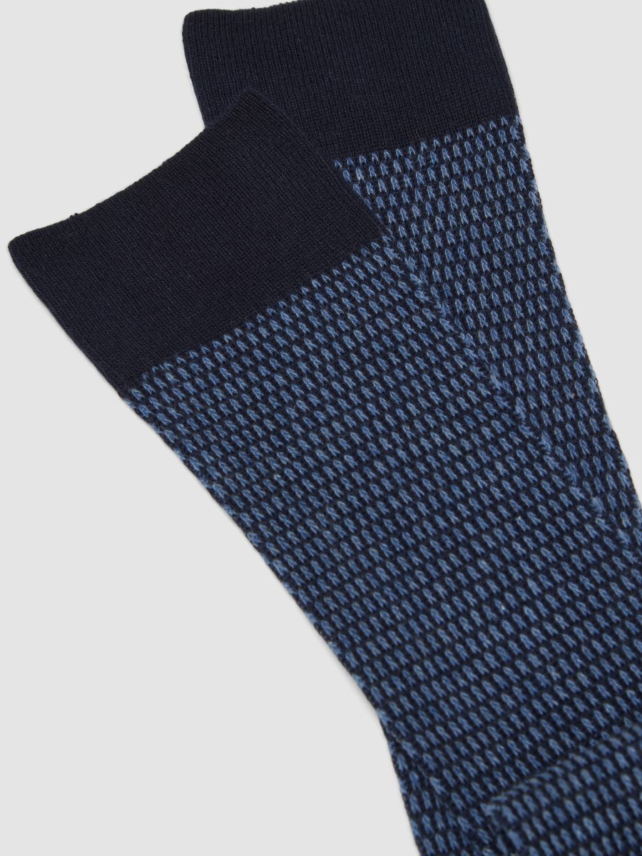 Blue long socks in stretch cotton_1