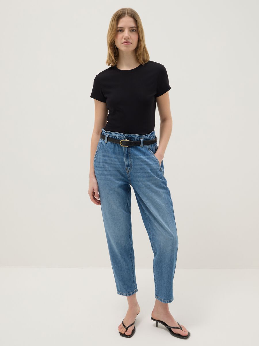 Blue Pure Cotton Baggy Trousers_0
