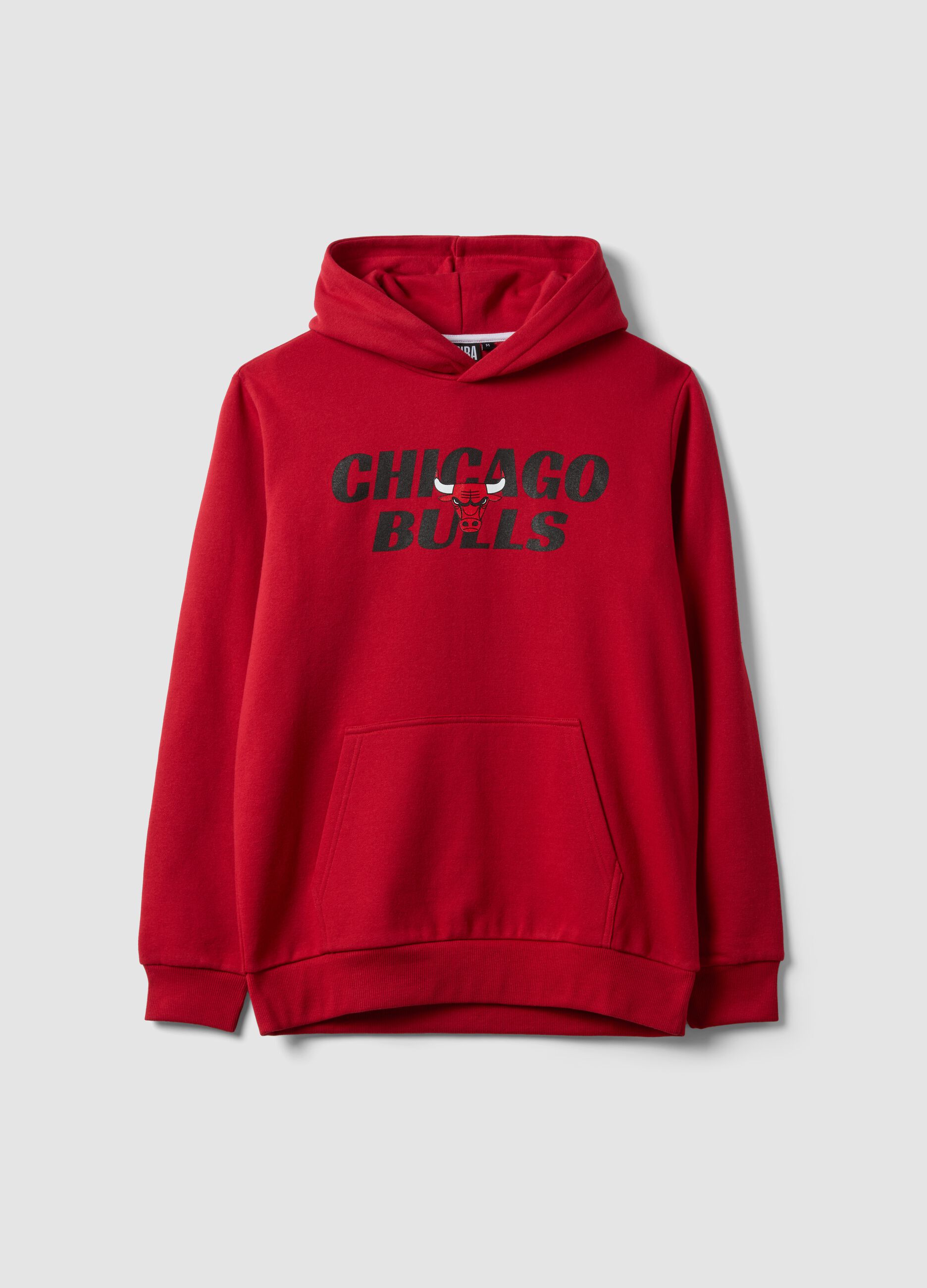 Sweatshirt vermelha com capuz em mistura de algod&atilde;o com estampado Chicago Bulls