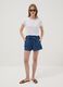 Blaue Denim-Shorts aus reiner Baumwolle mit elastischem Bund, Regular Fit_0