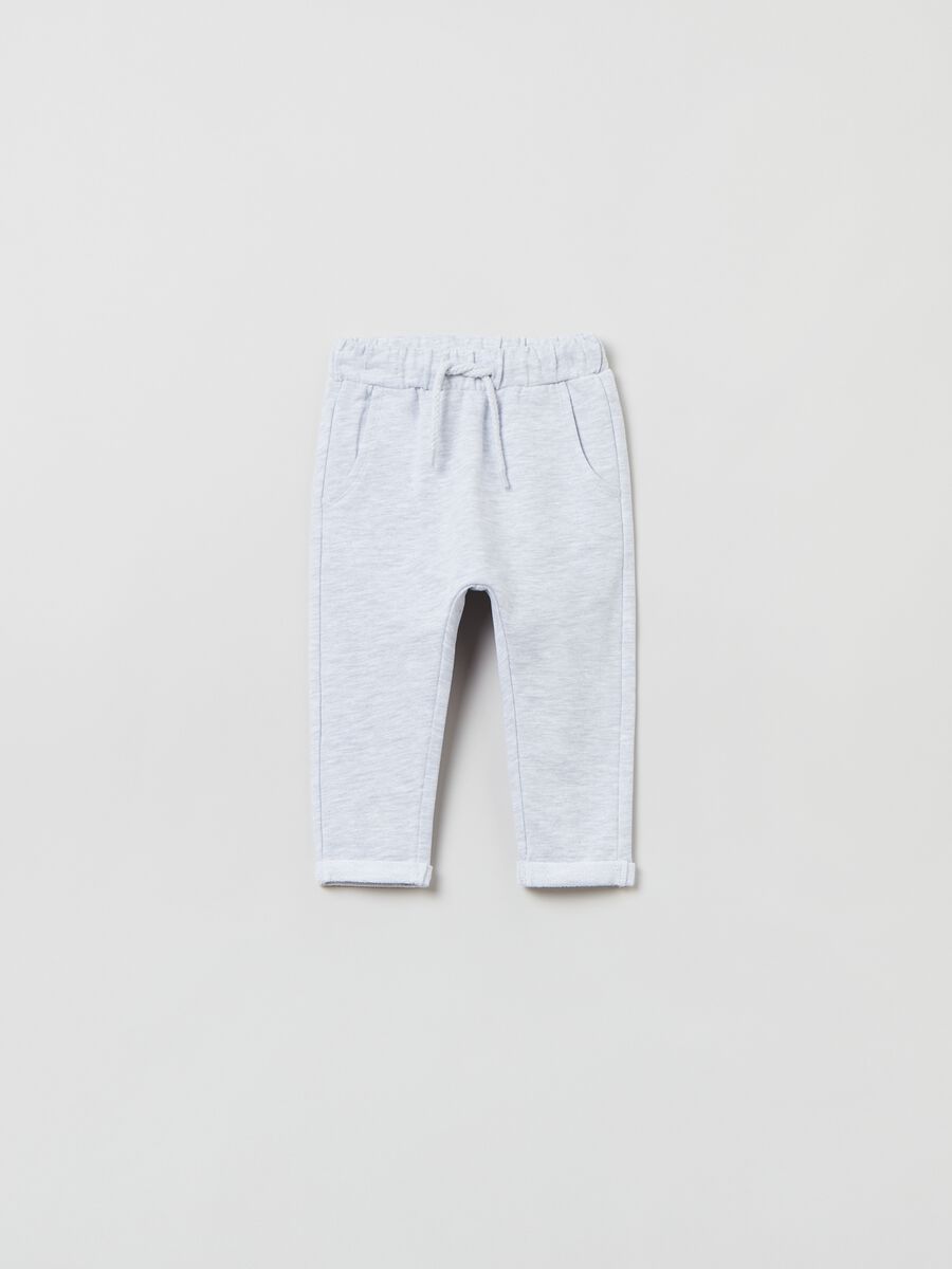 Lightweight plush joggers with tiger cub patch_0