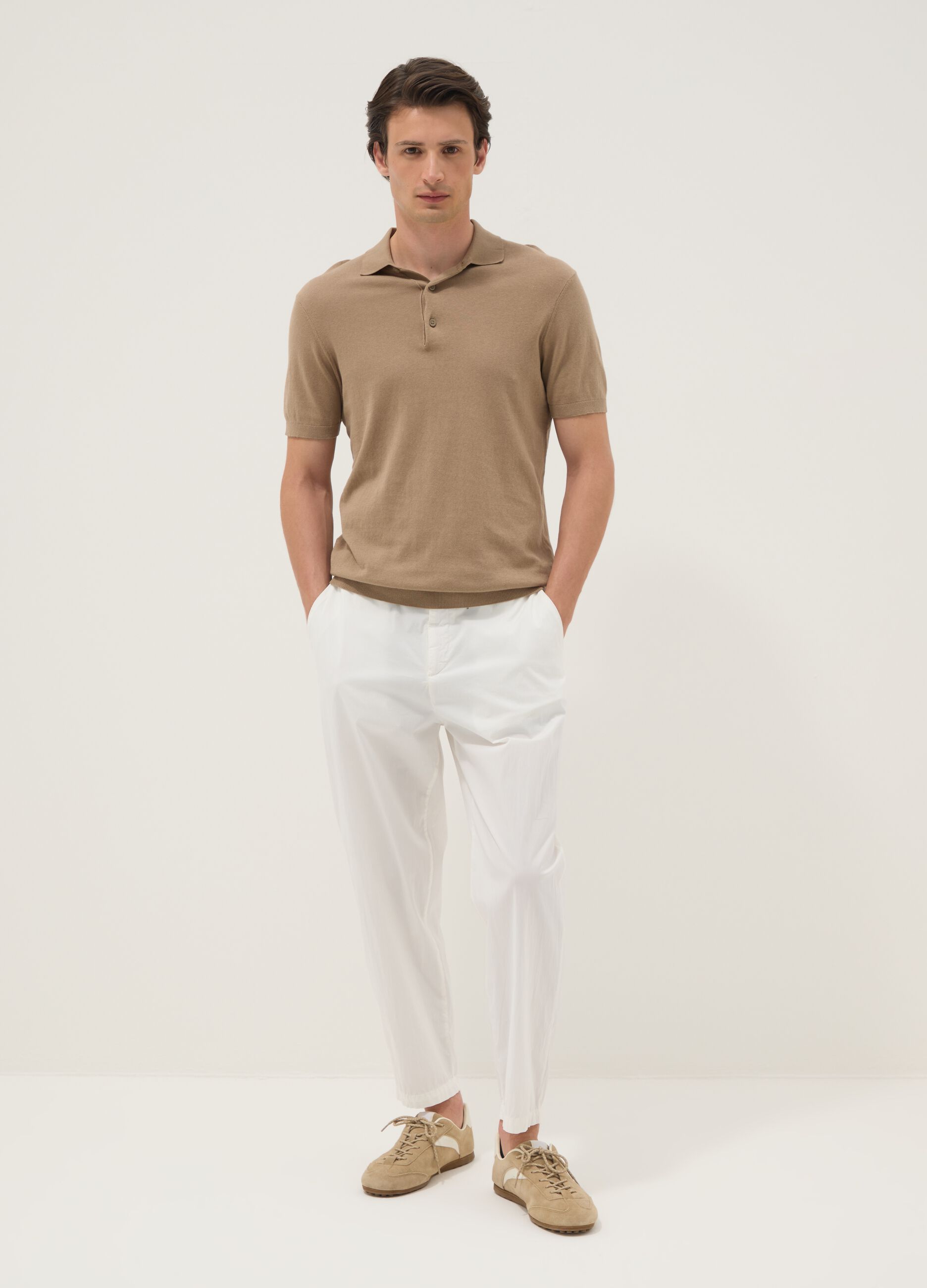 White stretch-cotton carrot-fit chino trousers