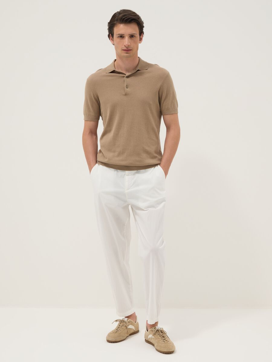 White stretch-cotton carrot-fit chino trousers_0