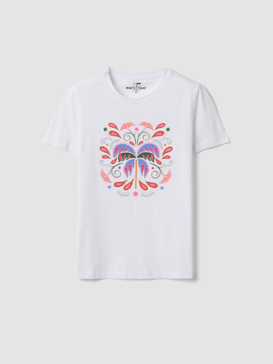 Camiseta blanca de algod&oacute;n puro con estampado frontal_4