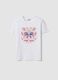 White pure cotton T-shirt with front print_4