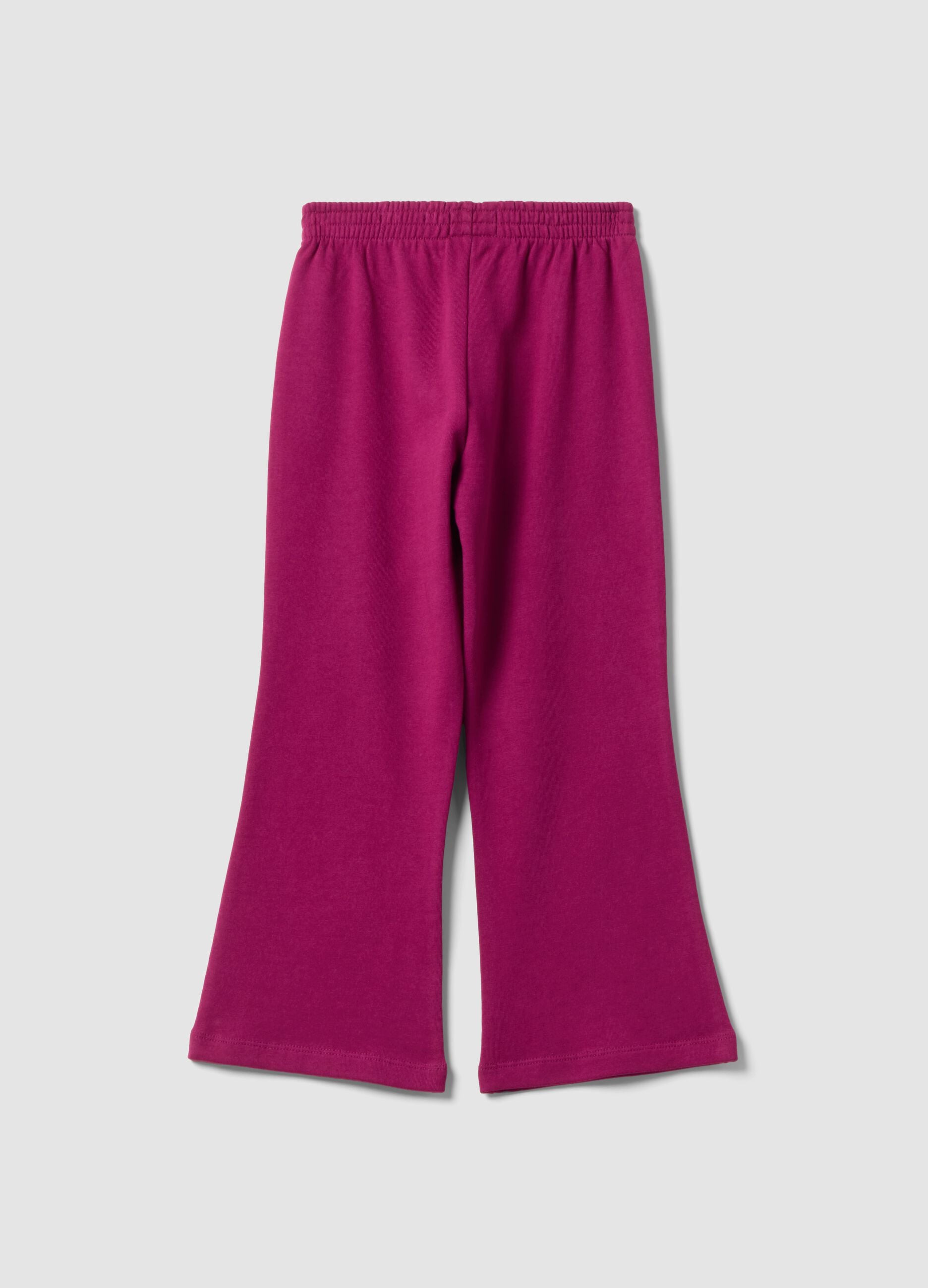 Girls&rsquo; purple flared cotton joggers
