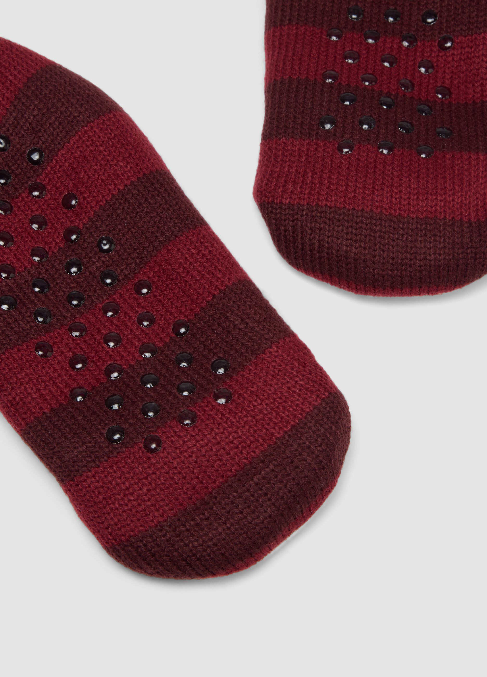 Red striped short socks with festive Christmas motif